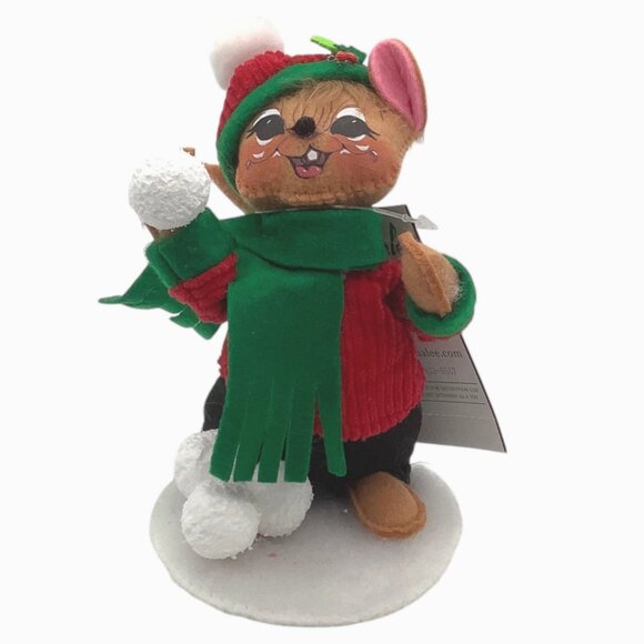 NWT ANNALEE DOLLS 6" Snow Fun Snowball Fight Mouse 610819 Christmas 2020 Posable - Picture 1 of 4